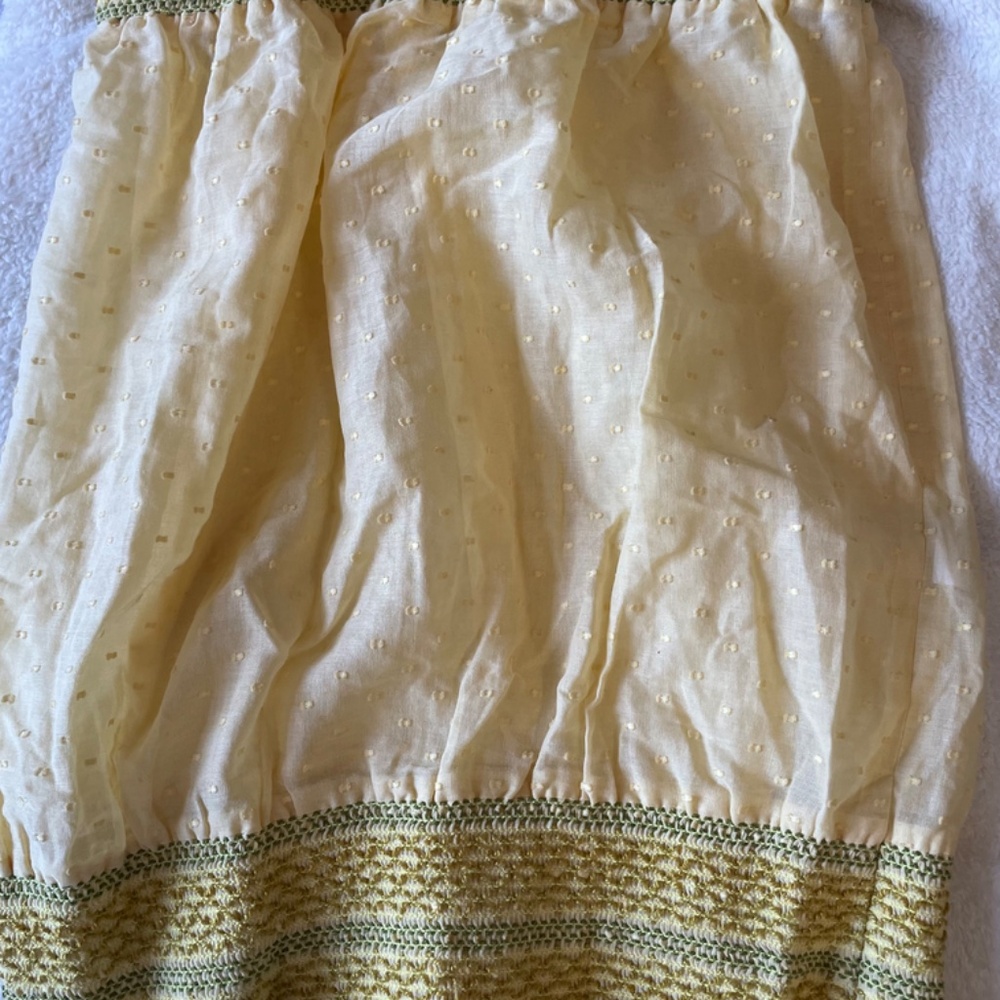 ERICA TANOV Abigail Butter Yellow Swiss Dot Smocked Voile Camisole Blouse 2 M